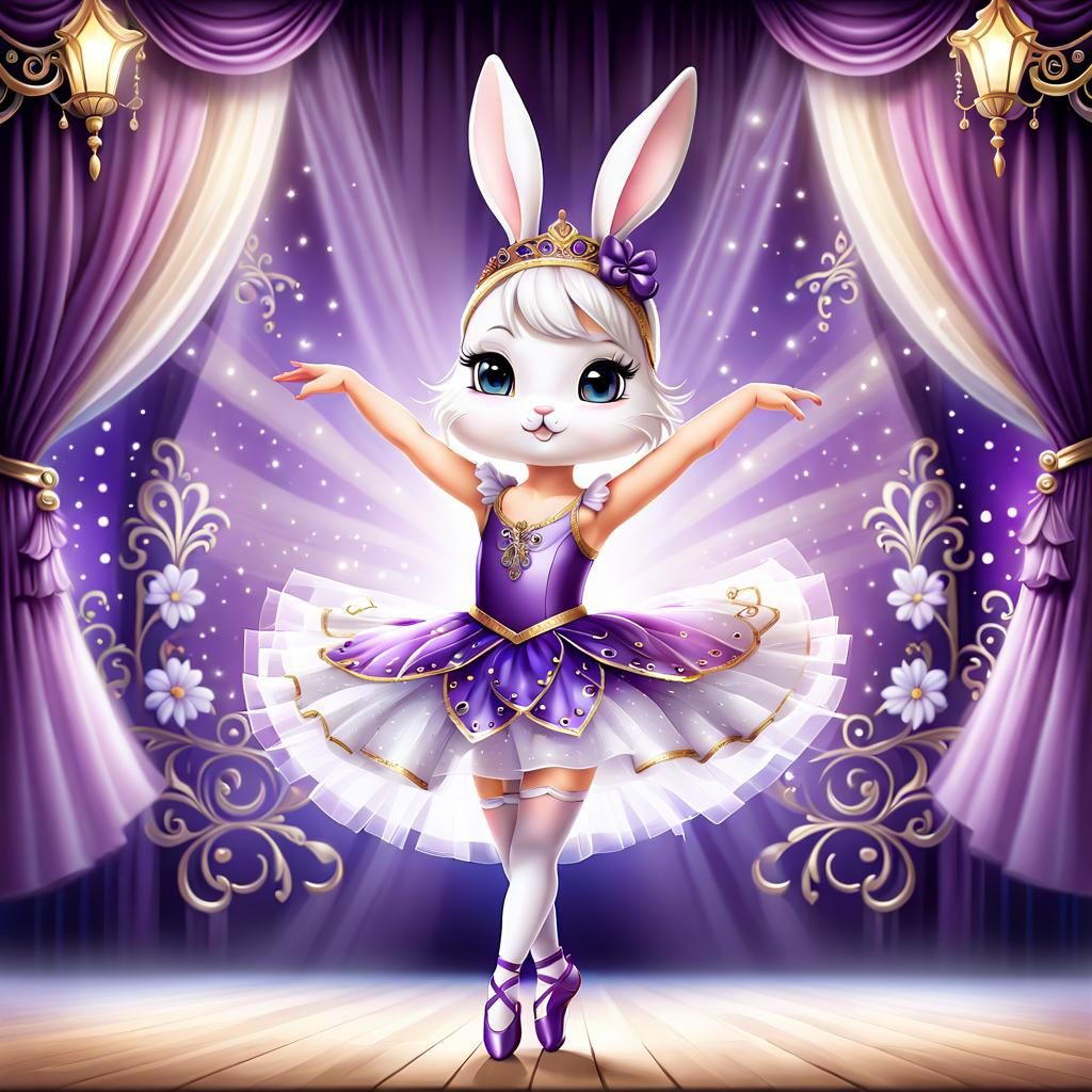 Chibi Rabbit Ballerina in Airbrush Art Style