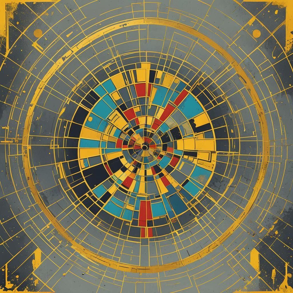 Geometric Bauhaus Screen Print in Pop Art Style