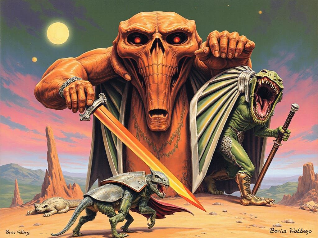 Chaotic Martian Swamp Creature in Dark Fantasy Style