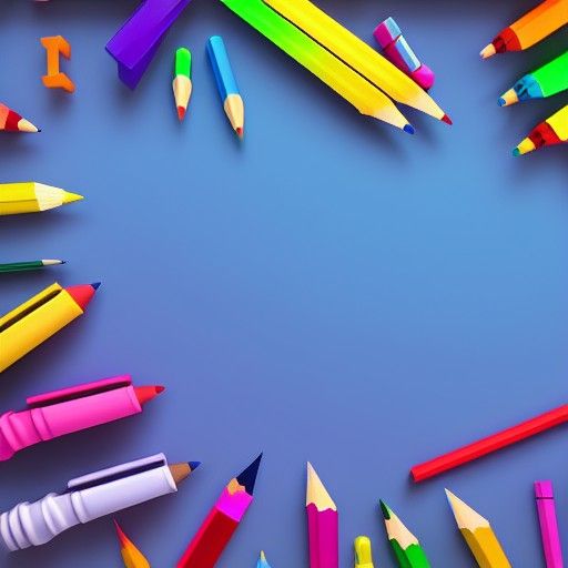 Colorful School Supplies Mountain: 3D Digital Art