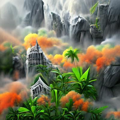 Hopeful Jungle Temple: Detailed Matte Painting