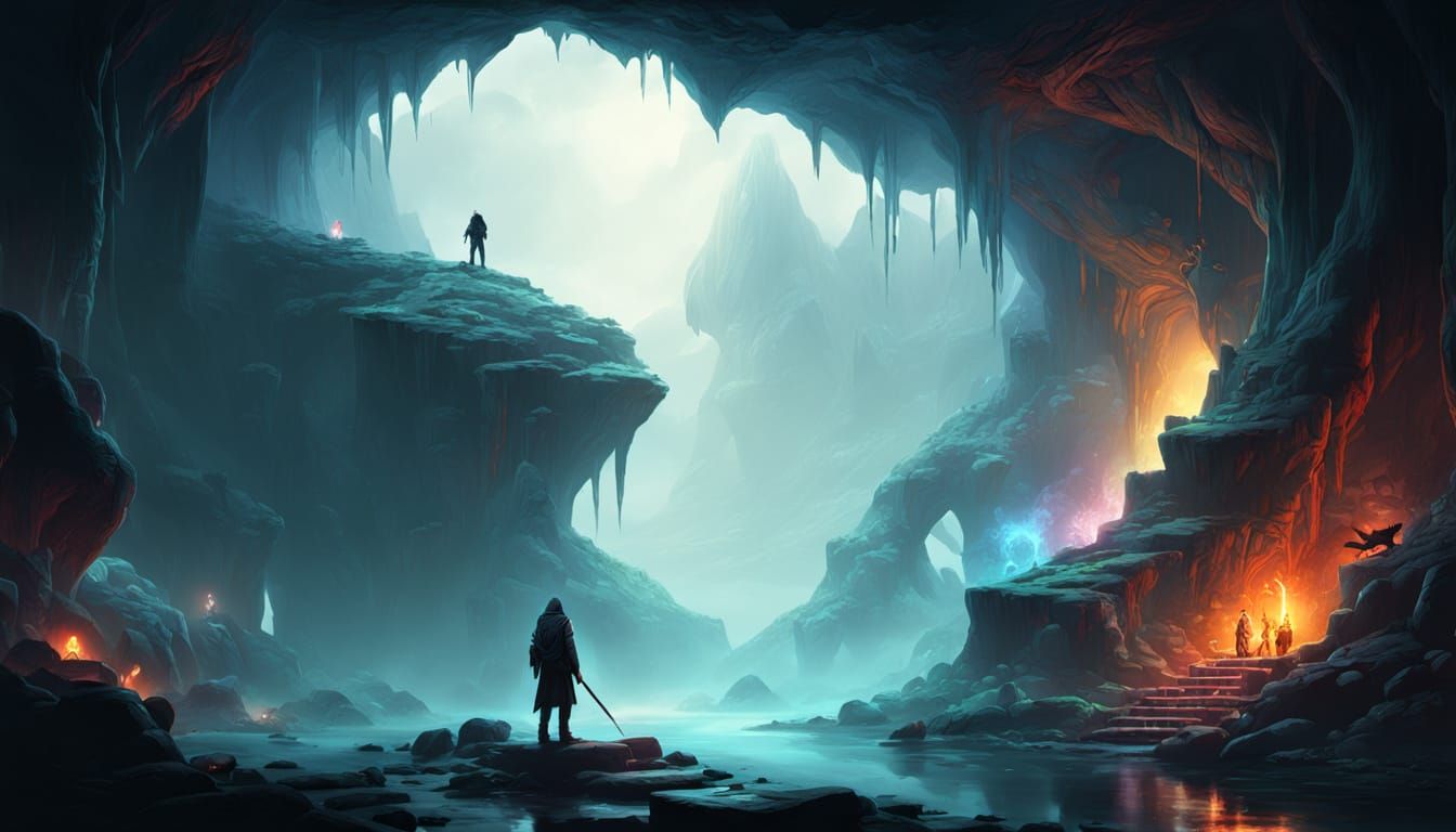 Magical Cave Figure in Hyperrealistic Fantasy Concept Art