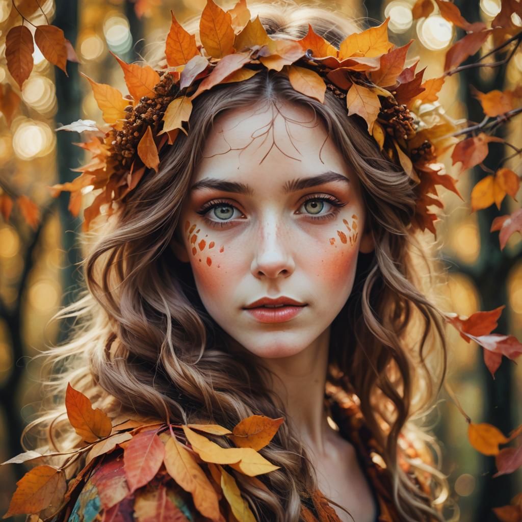 Enchanting Autumn Fae Portrait in Fauvist Style