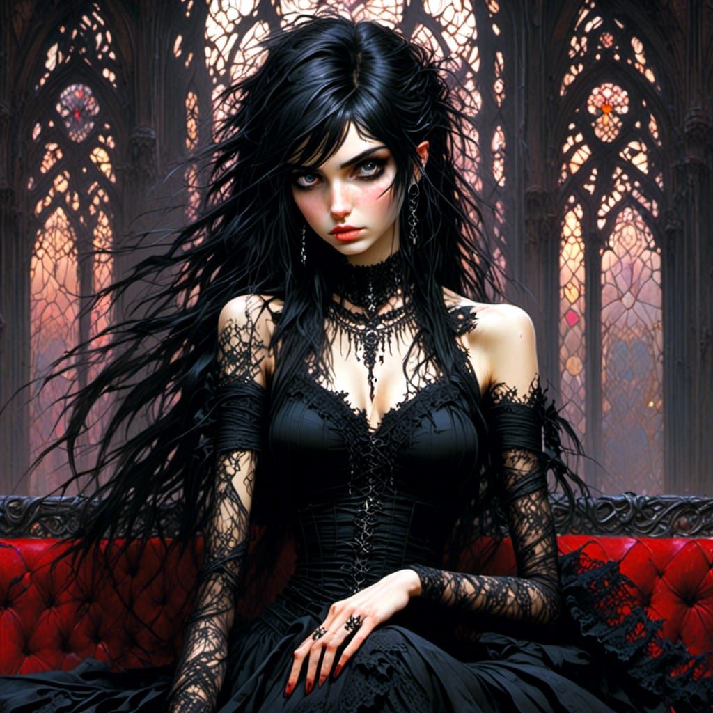 Gothic Woman at Edgy Club in Photorealistic Style