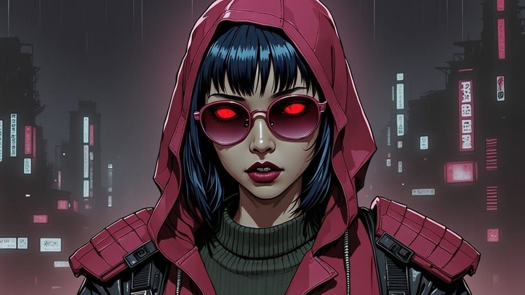 Neon Cityscape Portrait in Cyberpunk Style