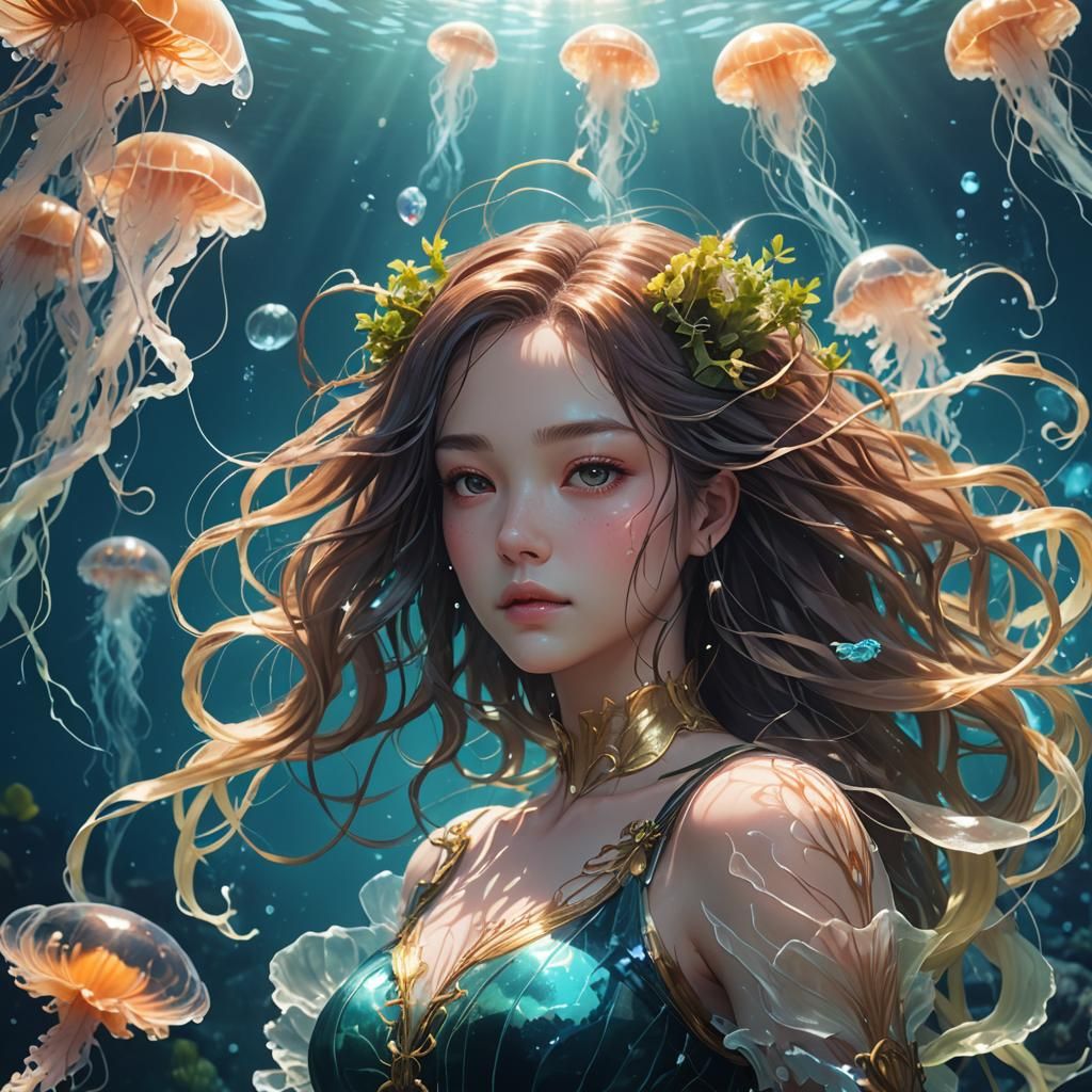 Aquarius Woman Portrait in 3D Anime Style