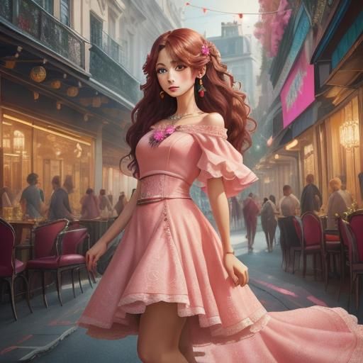 Anime Girl with Birthday Cake in Manga Style