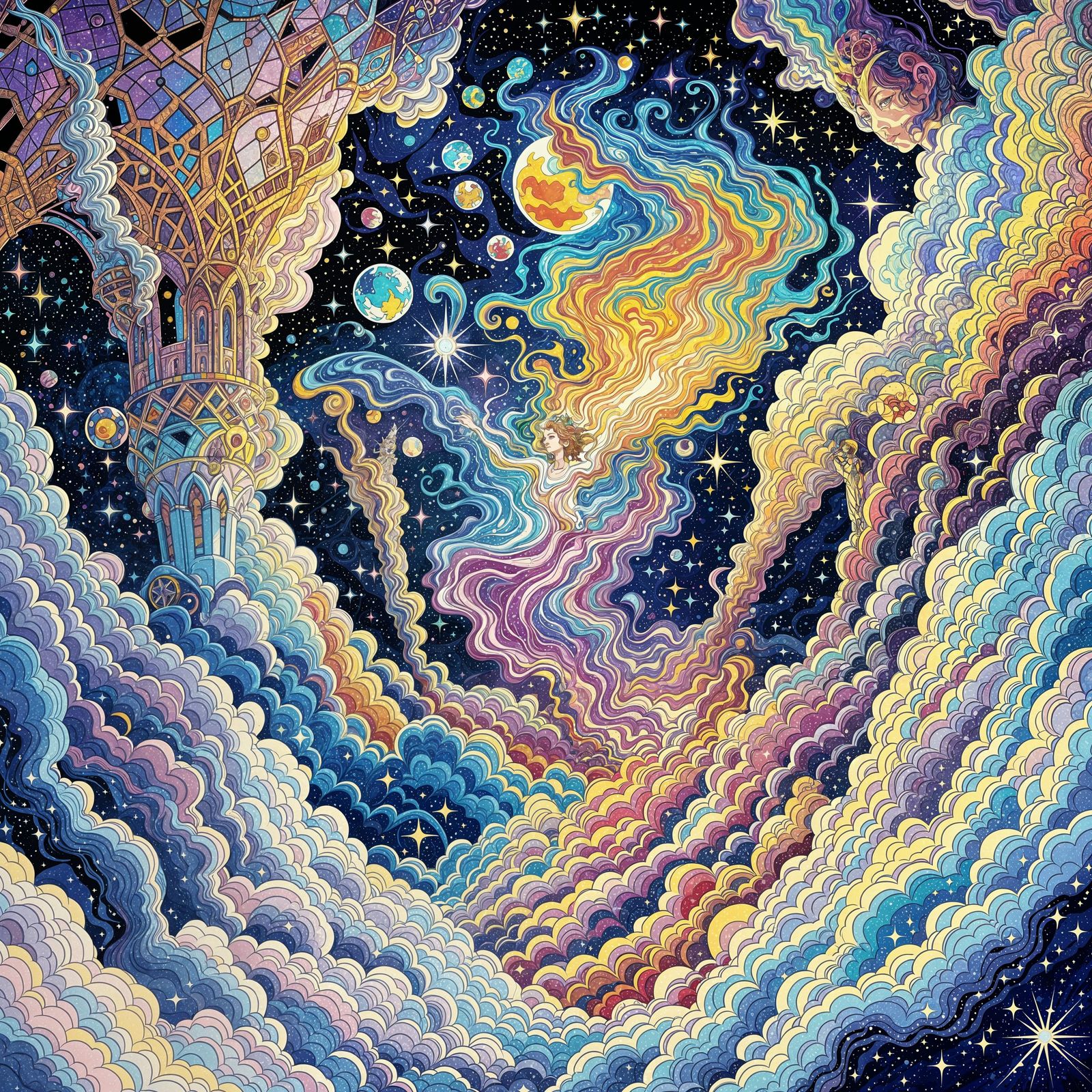 Galactic Spirit Realm: Studio Ghibli Gothic Art