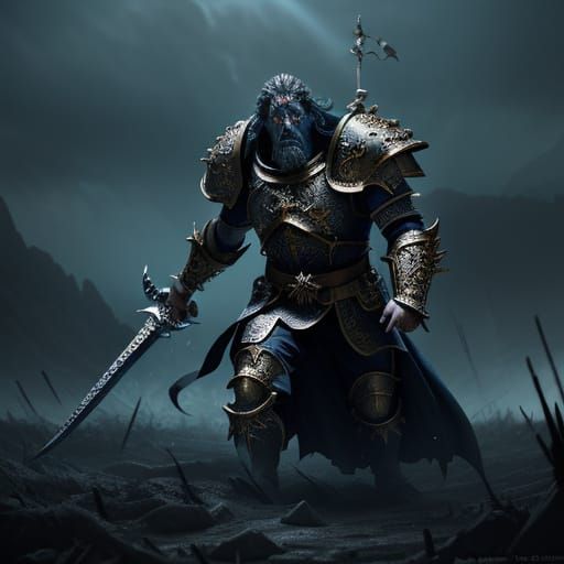 Cleric in Epic Battle with Warhammer, Dark Fantasy Art