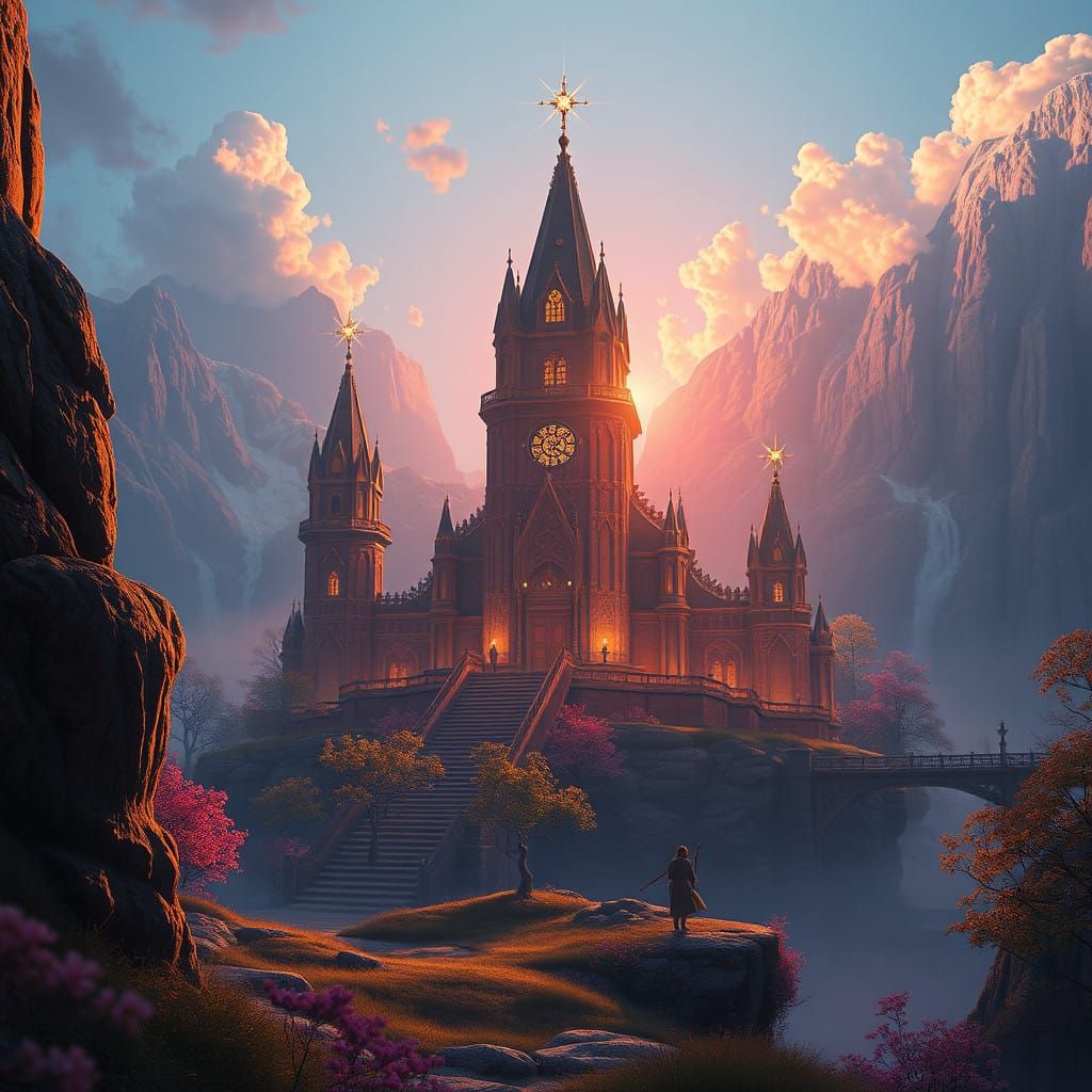 Surreal Dawn Breaks over Fantastical Landscape