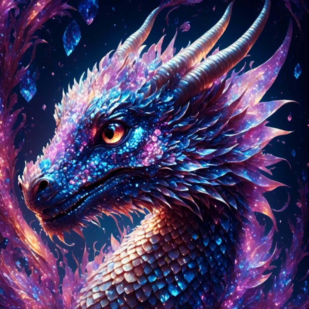 Iridescent Baby Dragon in Fantasy Setting