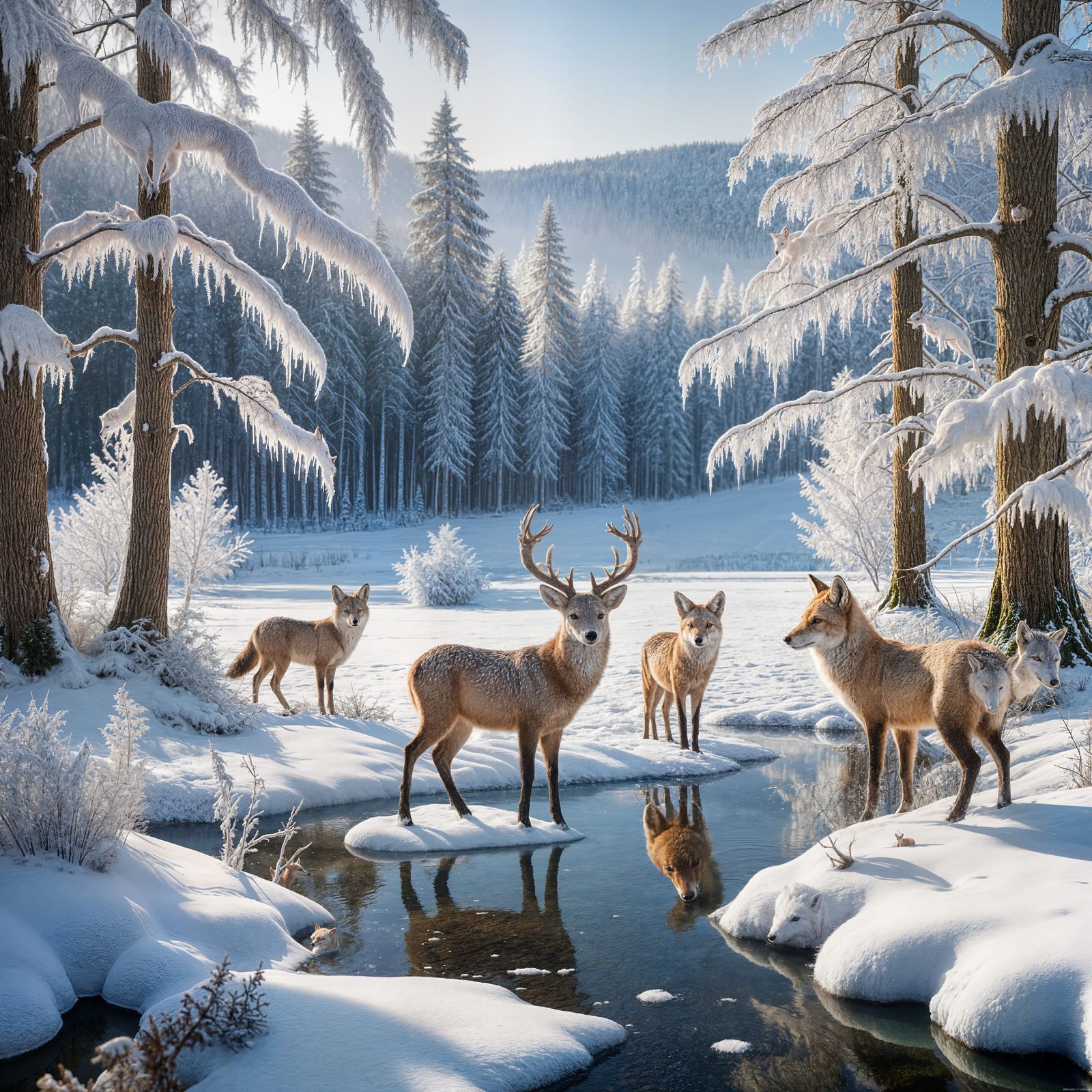 Enchanted Winter Woodland Wonderland in 3D Crocheted Style