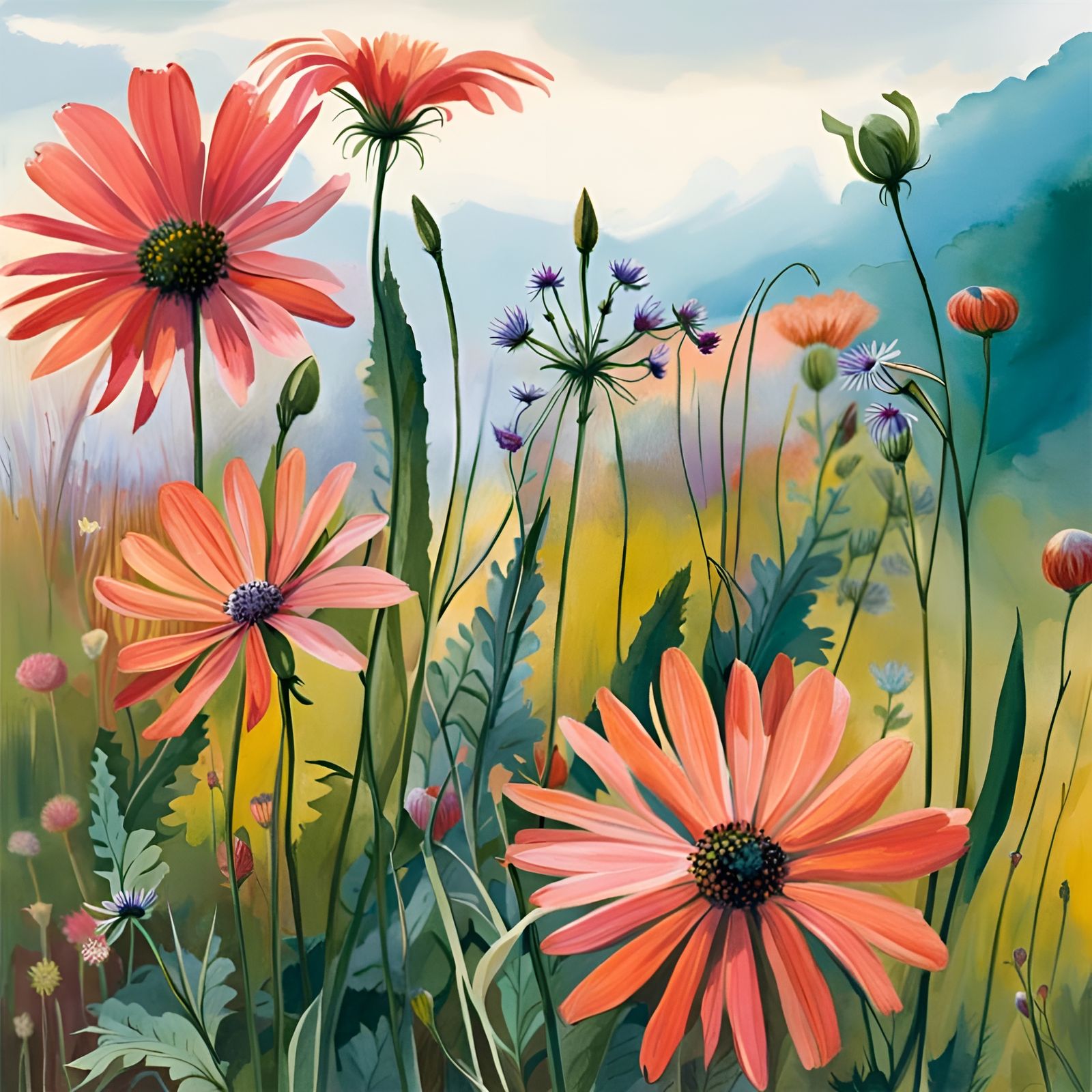 Delicate Wildflower Illustration in Soft Natural Style