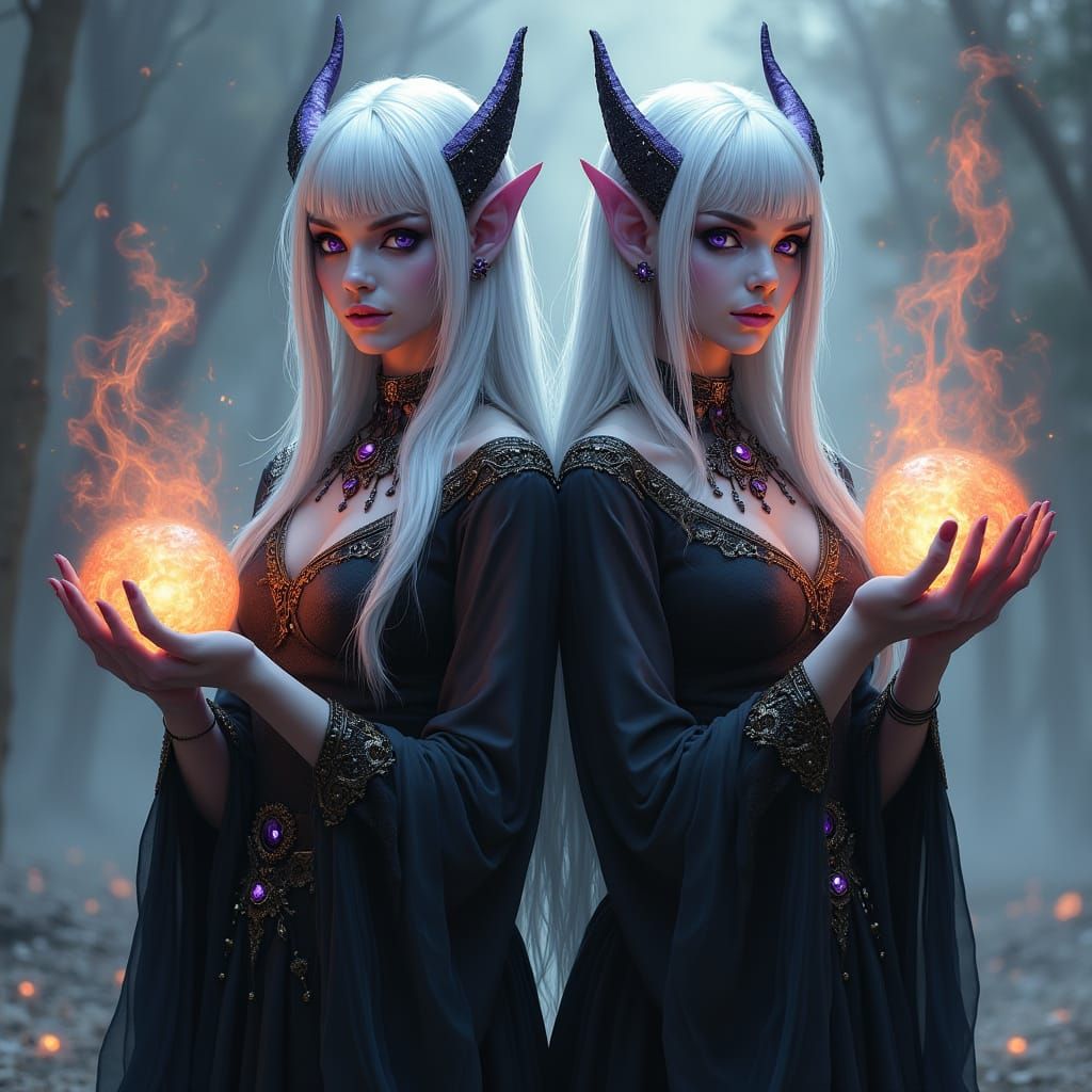 Twin Drow Clerics in Dark Fantasy Realism