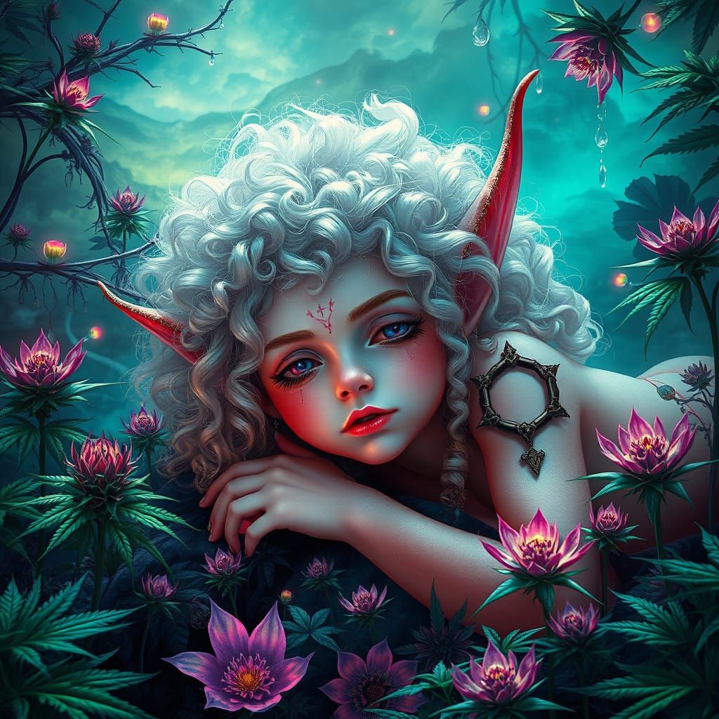 Whispers of Elysia: A Fantasy Elf in Vibrant Harmony