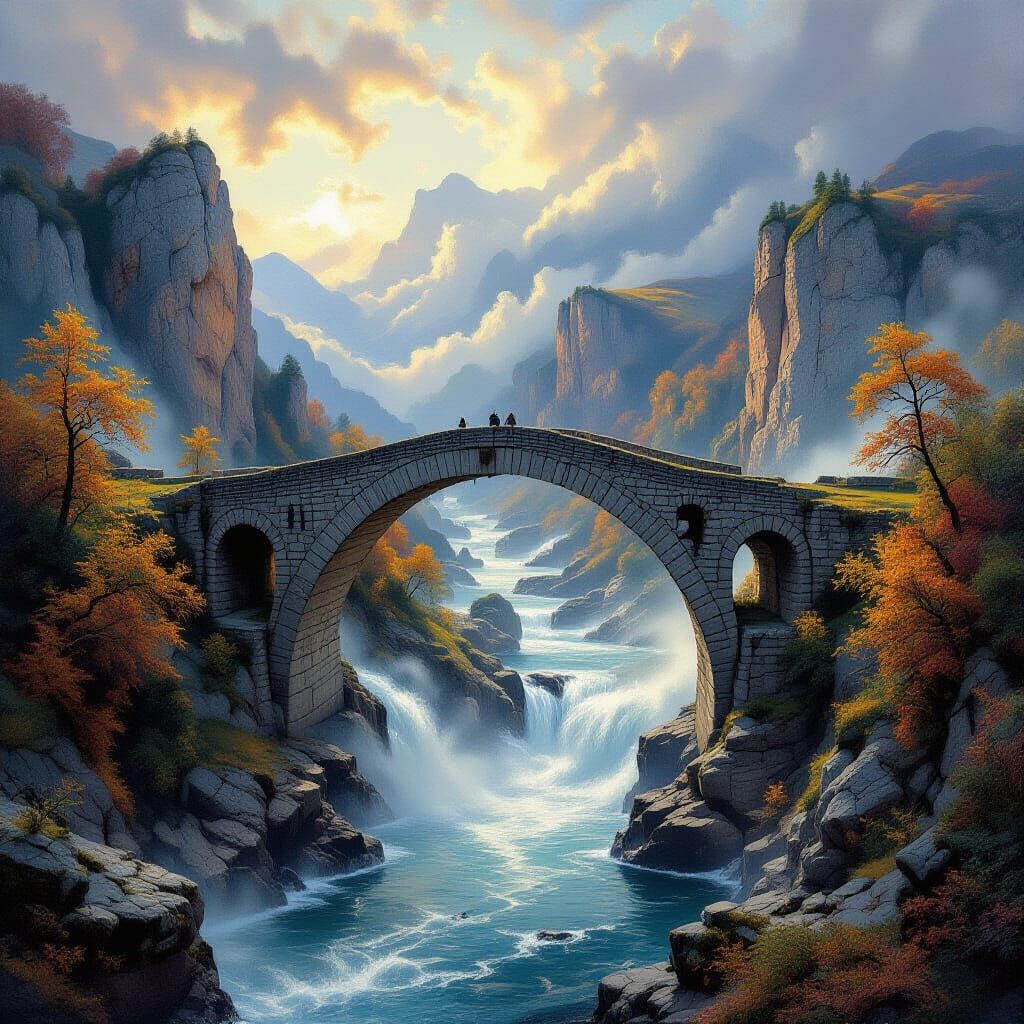 Medieval Bridge Over Autumnal Waters