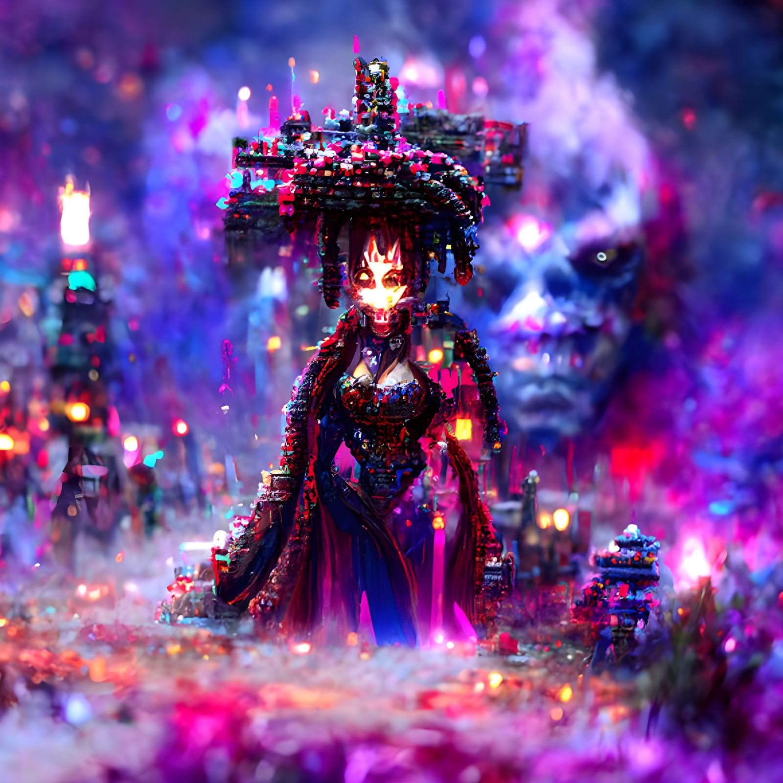 Anime pixel art 8bit pixelated Voodoo empress sinister by Greg Rutkowski 8k resolution holographic astral cosmic illustr...
