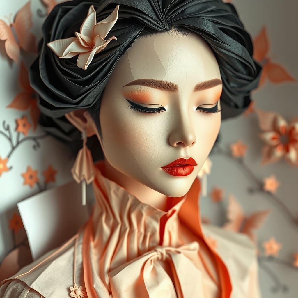 Origami Woman in Papercraft World