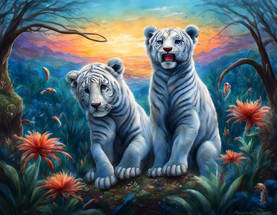 Lion Cubs Play on the African Savanna