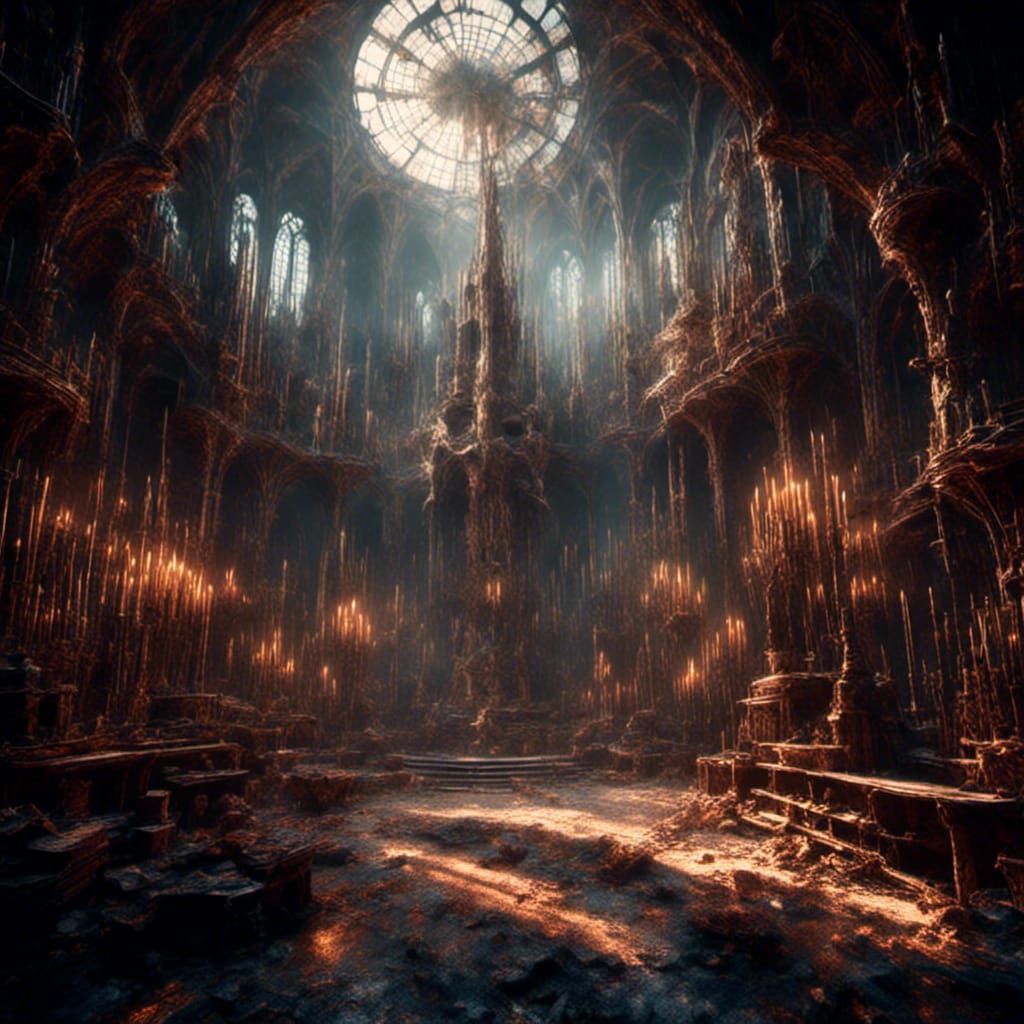 Abandoned Hogwarts in Detailed Matte Painting Style