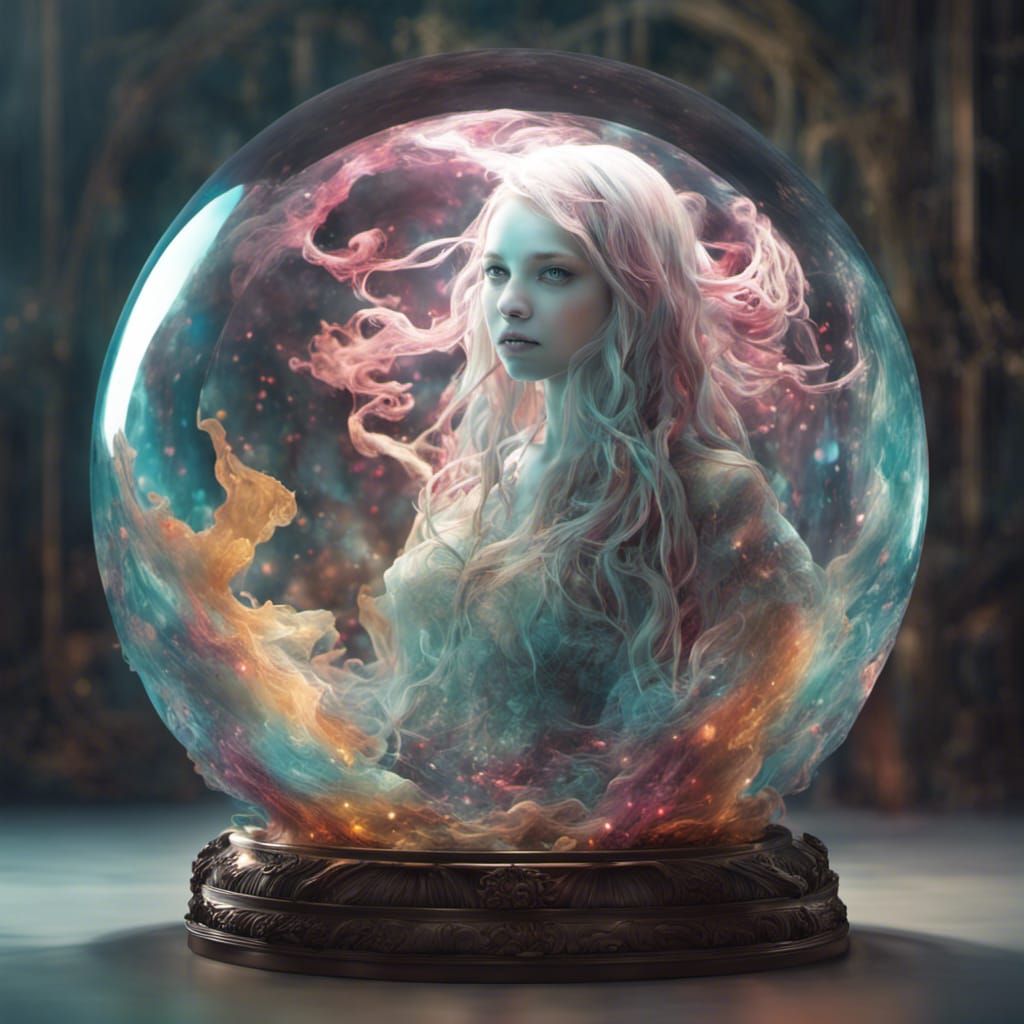 Ghost girl inside of an Elaborate glass orb