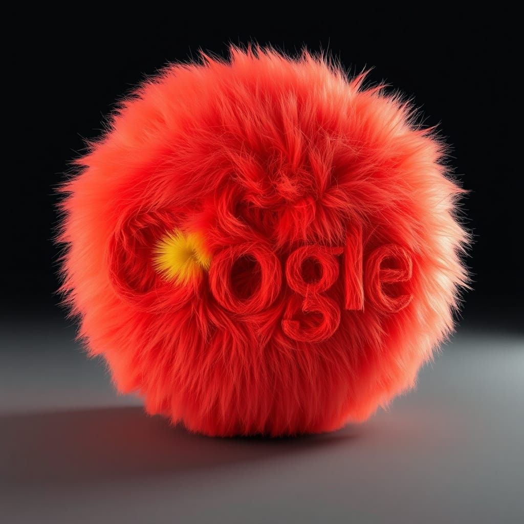 Fluffy 3D Google Logo with Hyperrealistic Fur