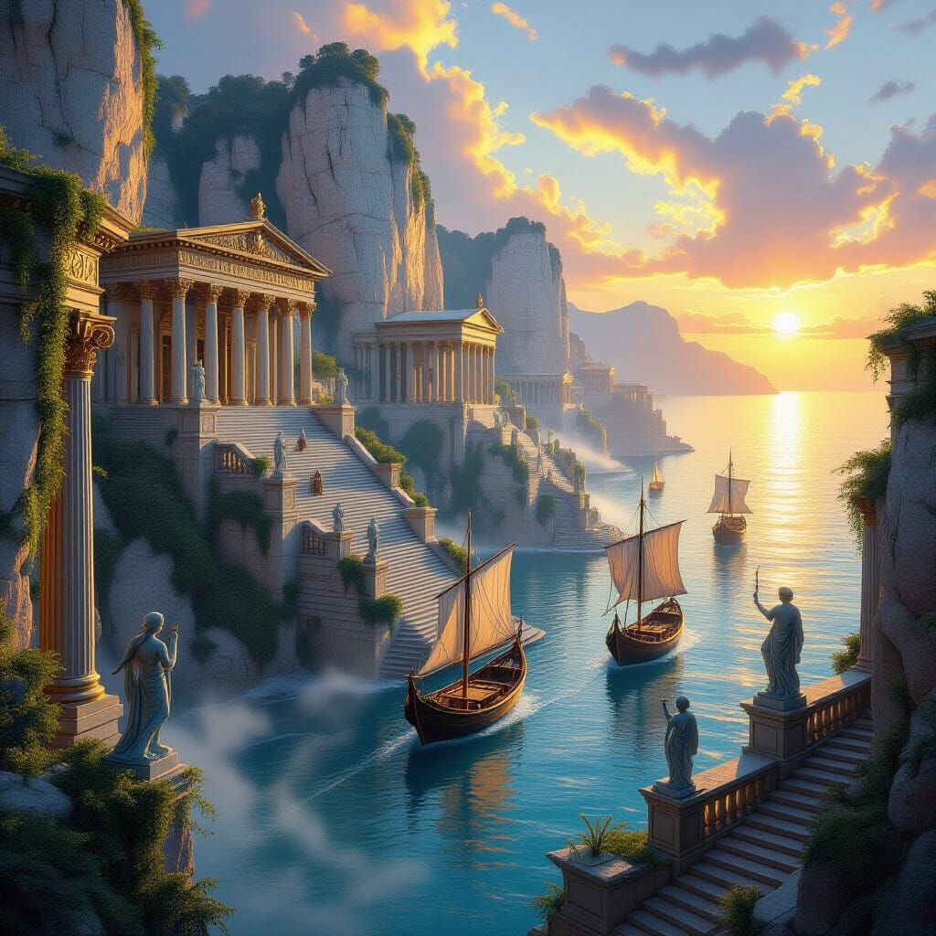 A harbor carved in silence, lit by the last breath of day