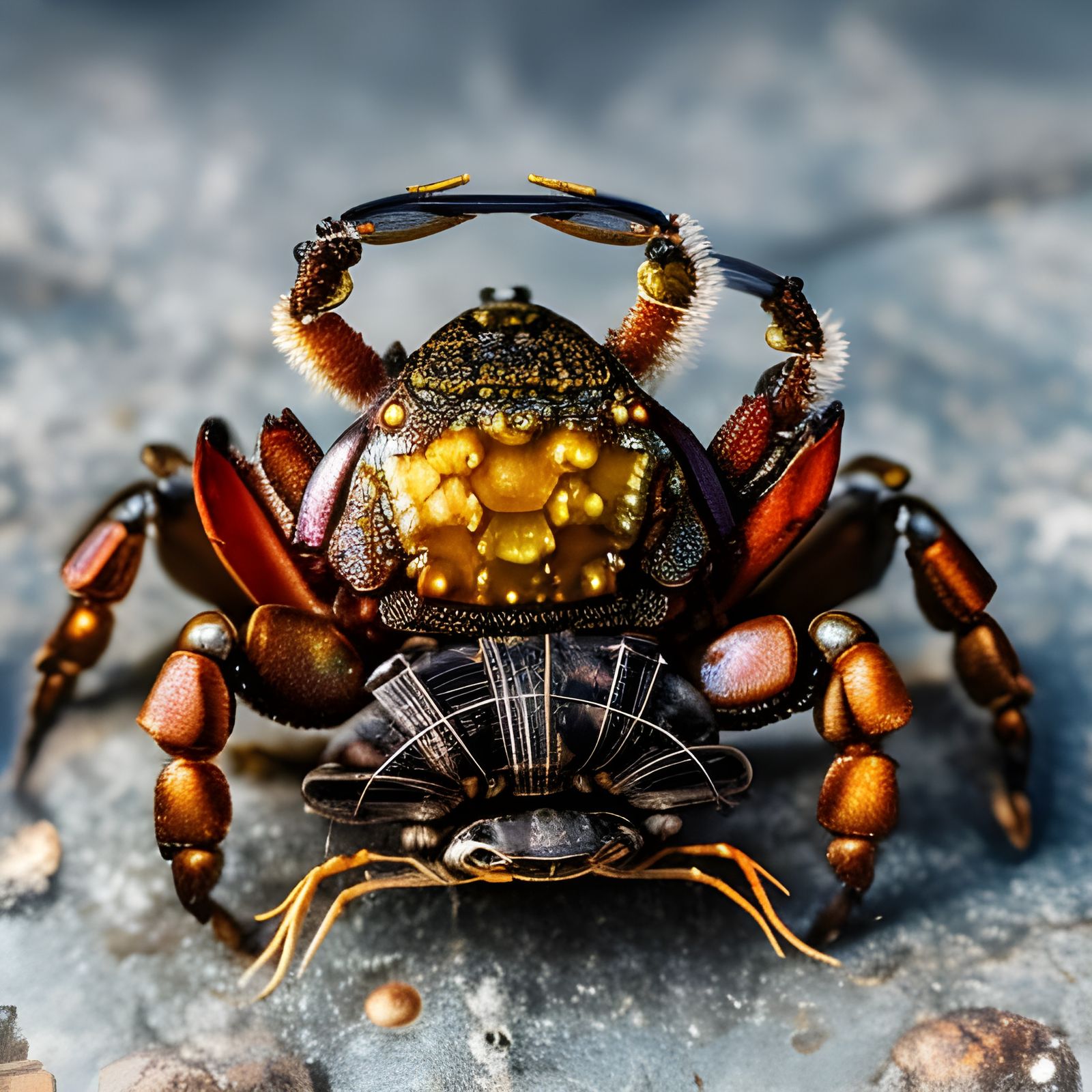 Steampunk Beauty: A Detailed, Bioluminescent Crab