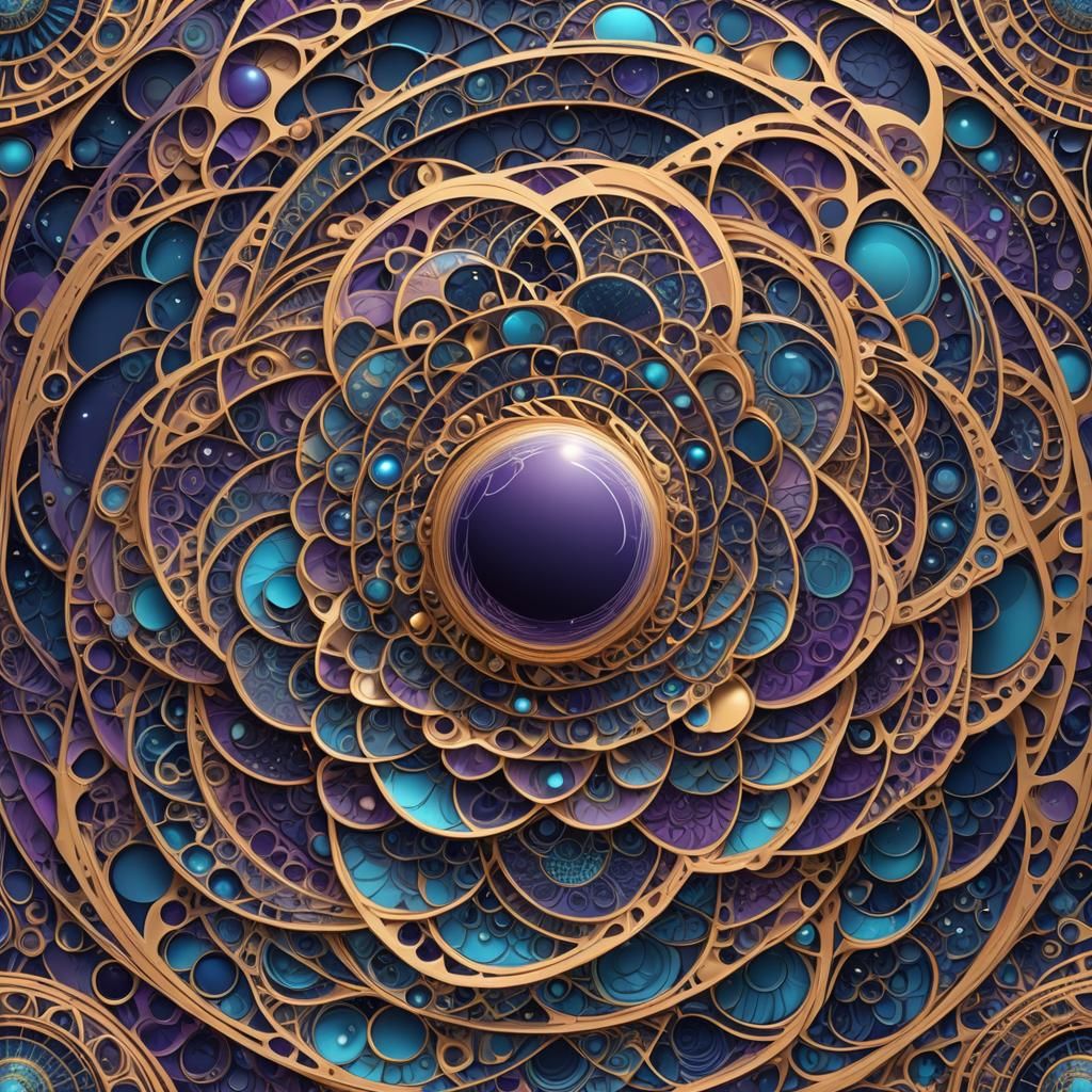 Geometric Moon Orbit in Abstract Fractal Style