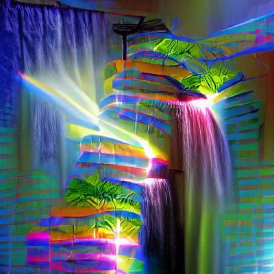 Glowing Neon Waterfall in Sunlight