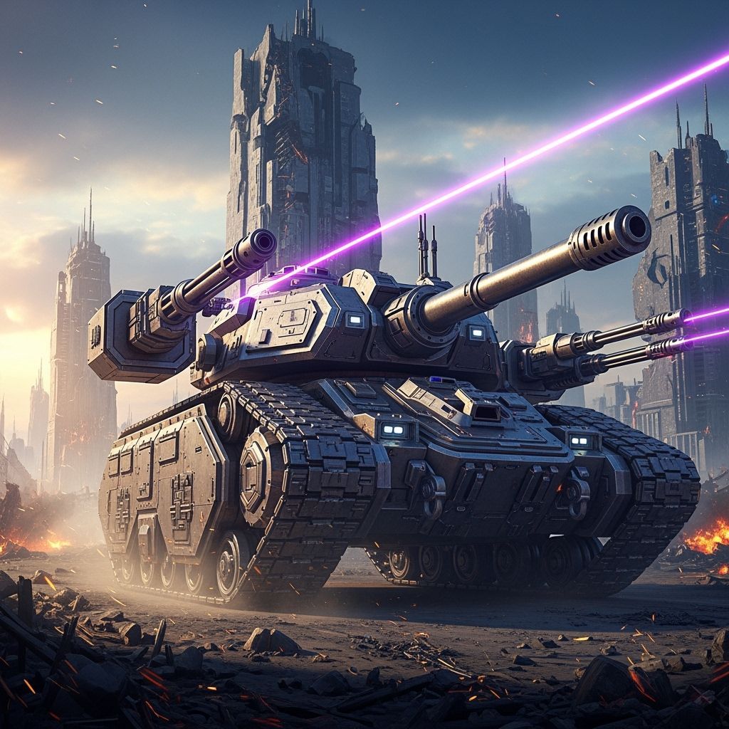 Colossal Megastructure Tank on Dystopian Battlefield