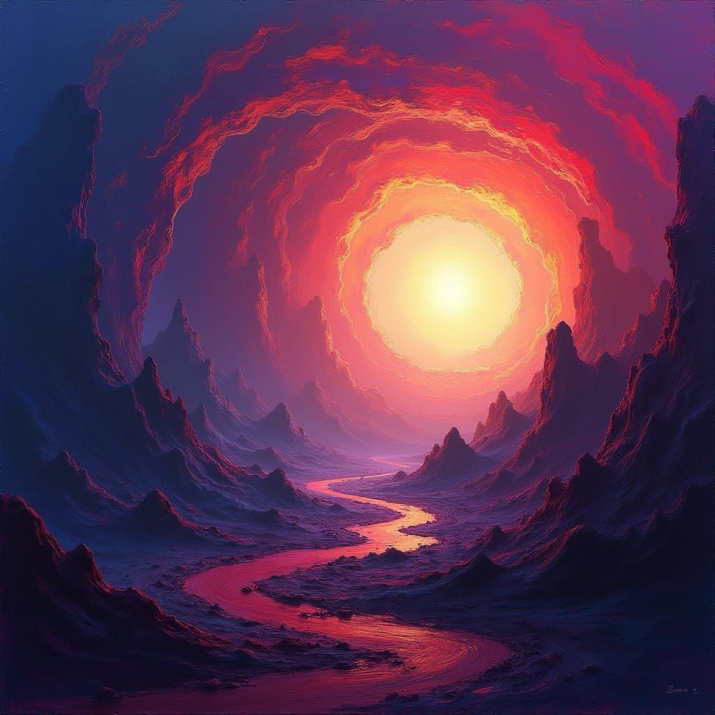 Ethereal Vortex in Textured Oil Painting Style