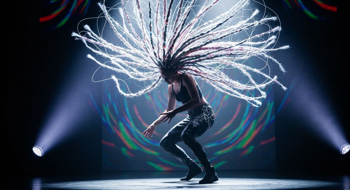Dancer's Hair Transformation: Psychedelic Glitch Art