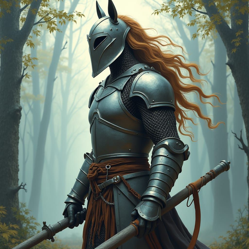 Half-Elf Centaur Fighter in Chainmail Armor