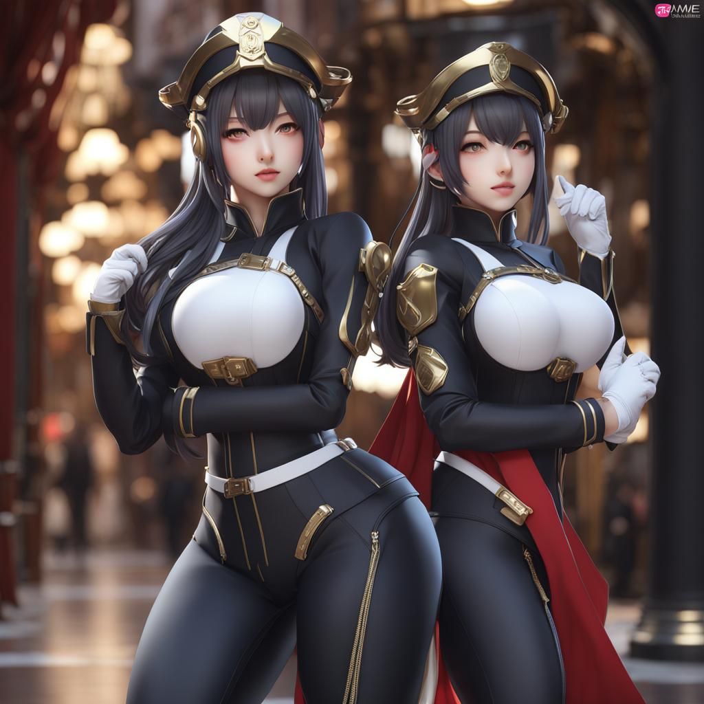 Curvy Woman in Swimsuit: 3D Anime Art