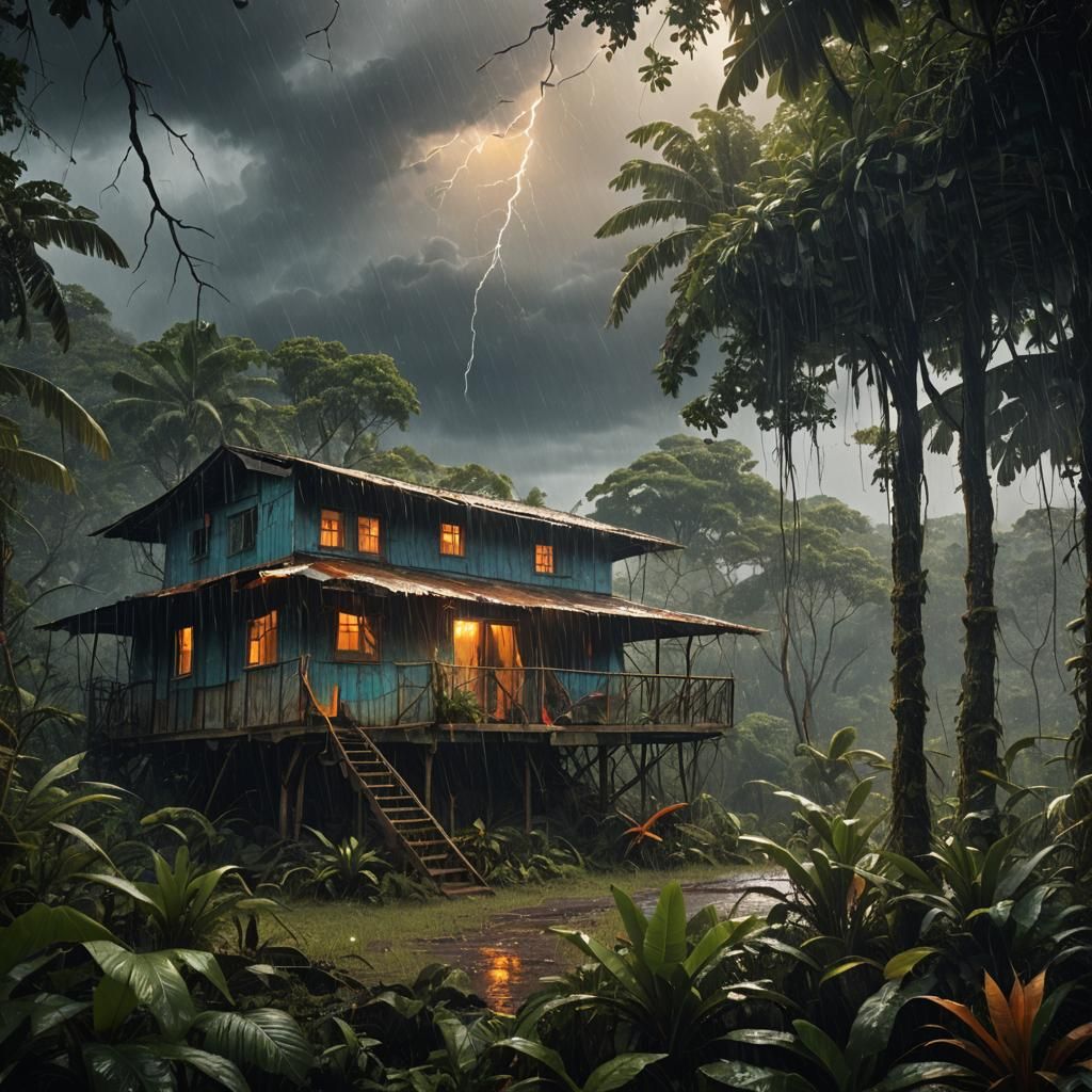 Stormy Costa Rican Jungle in Digital Painting