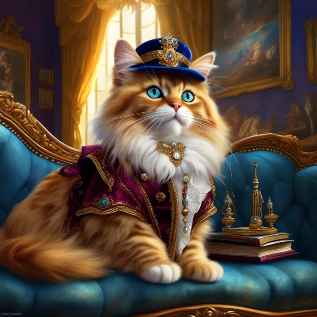 Maine Coon Cat in Rossetti Style