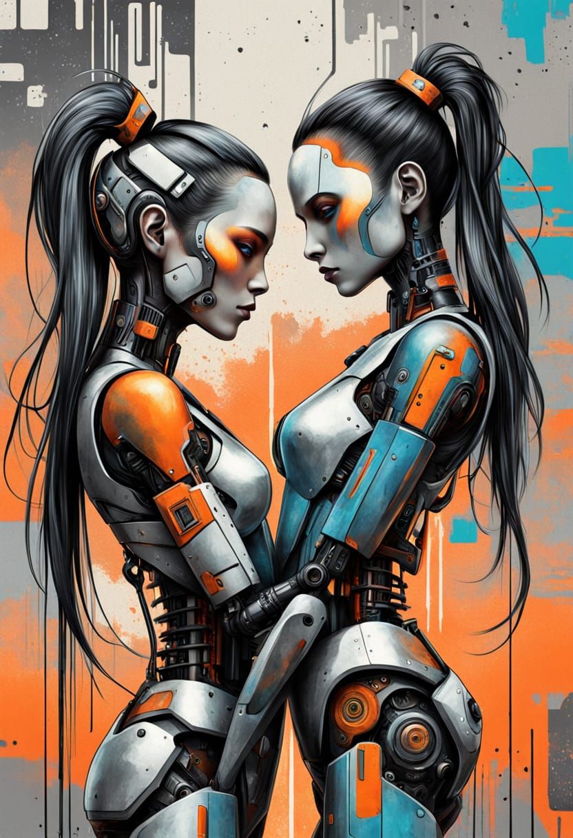 Cyberpunk Androids: An Intimate Digital Painting