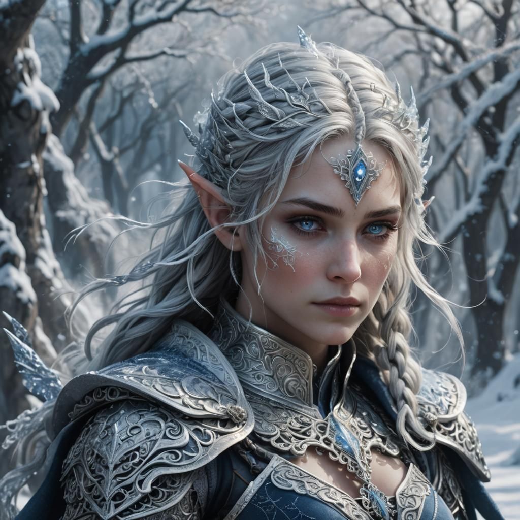 Snow Elf Warrior in Ornate Armor