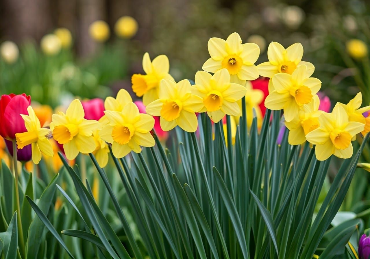 Vibrant Spring Blooms in Whimsical Impressionist Style