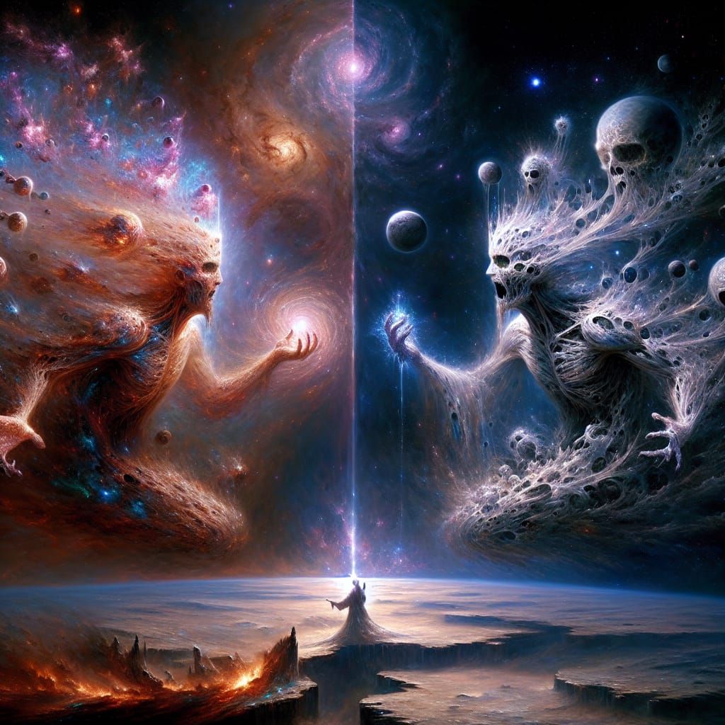 two omnipotent deities from separate dimensions collide.