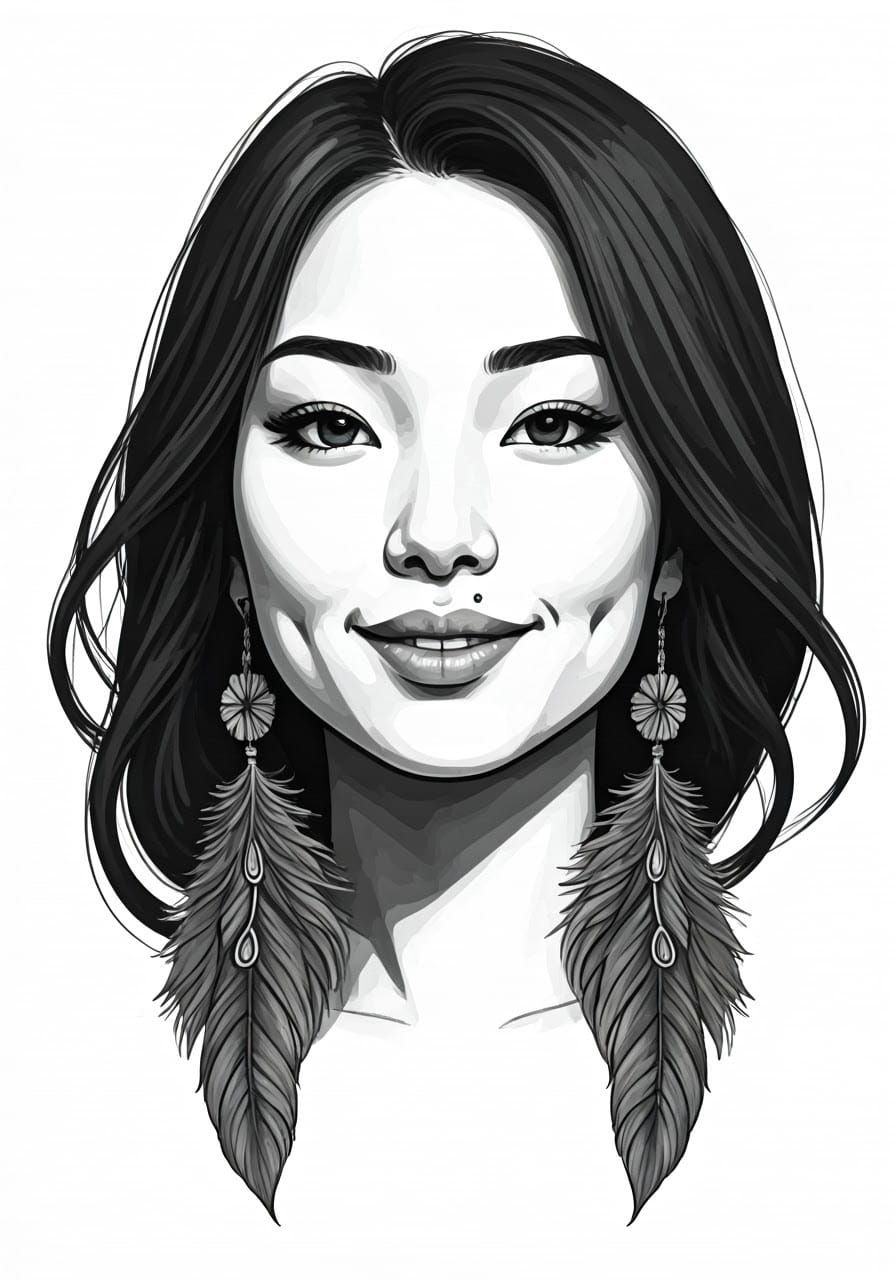 Monochrome Portrait of an Elegant Asian Woman