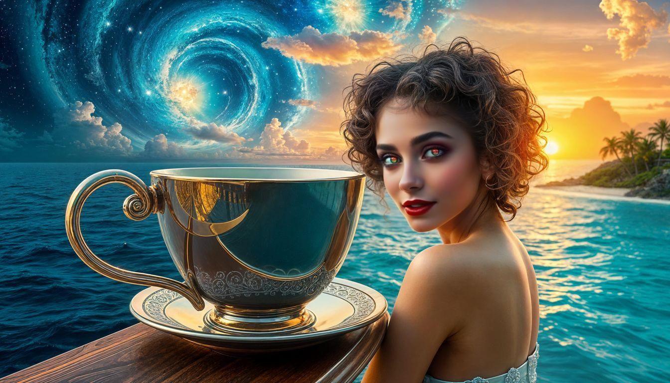 Galaxy Reflection: Android in Teacup at Sunrise