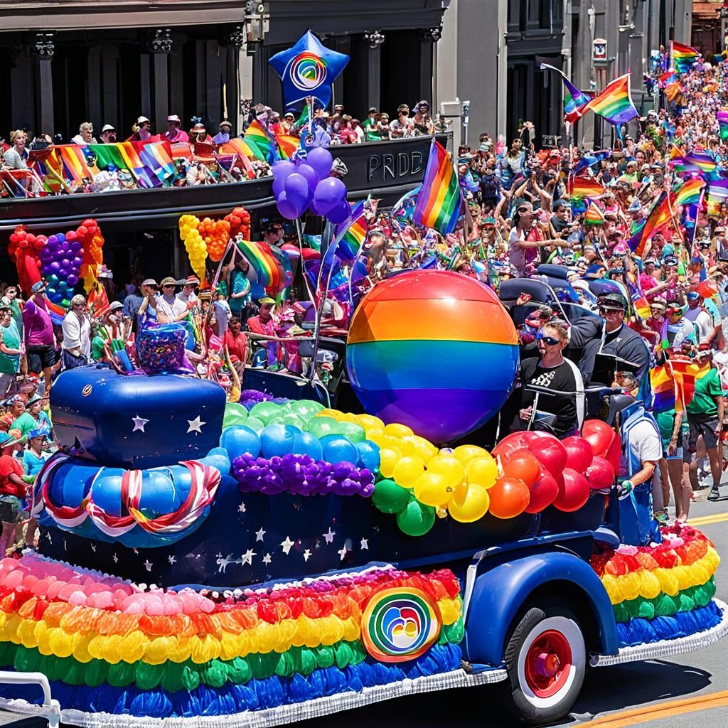 Colorful Pride Parade on Main Street