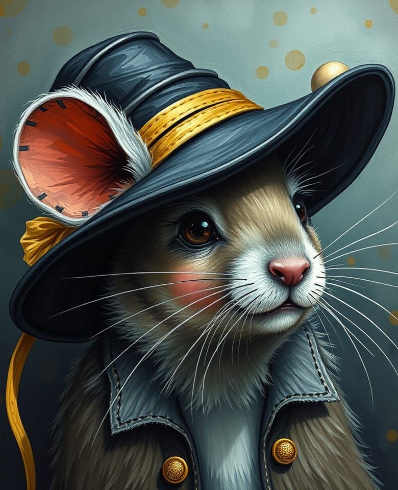 Mouse Wearing a Black Hat