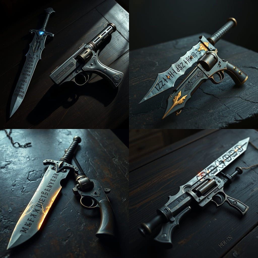 Gothic Dark Fantasy Trick Weapon: Sharp Sword and Flintlock ...