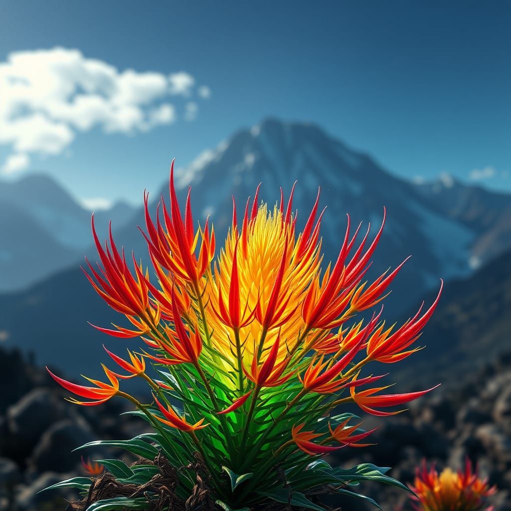 Haleakalā Silversword in Bloom: Hyperdetailed Concept Art