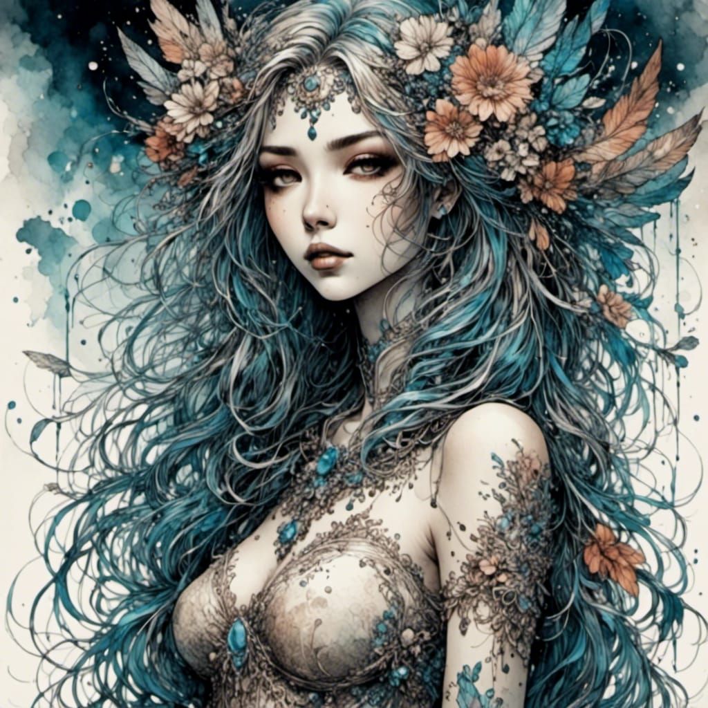 Ink Illustration with Chocolate Color Palette