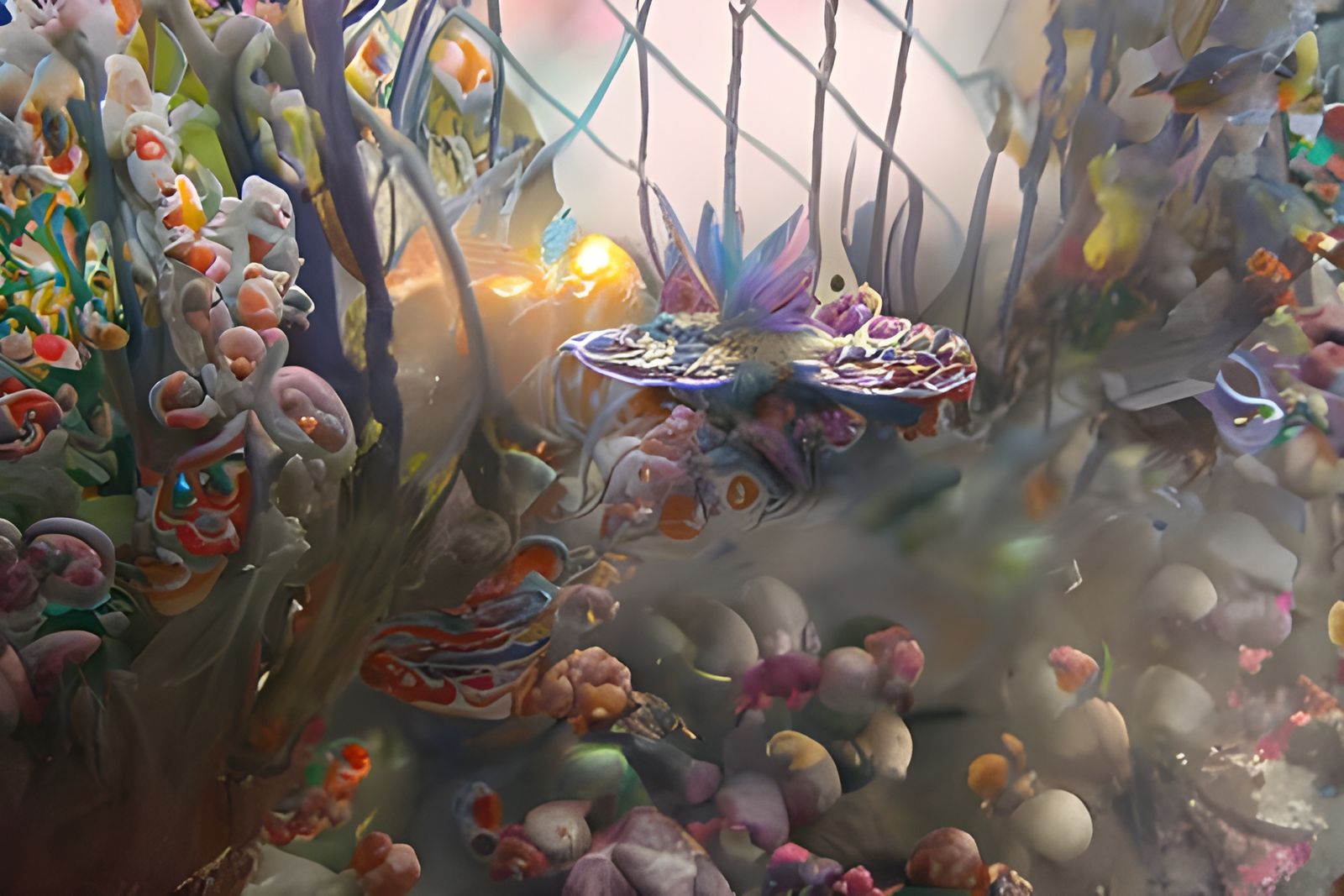 Opalescent Crystalpunk Underwater Landscape in Volumetric Li...