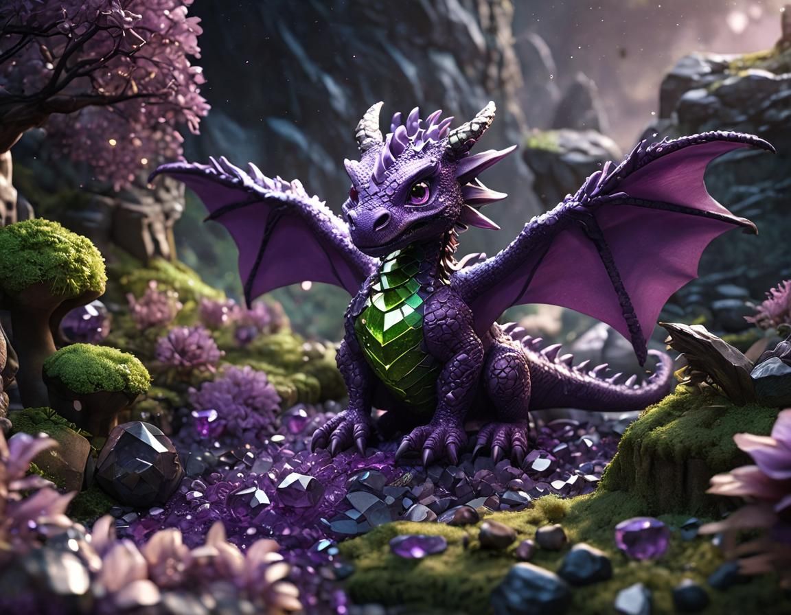 Amethyst Dragon's Magical Realm: CGI Fine Art